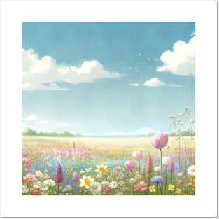 Spring Meadow Serenity Landscape Art Posters and Art